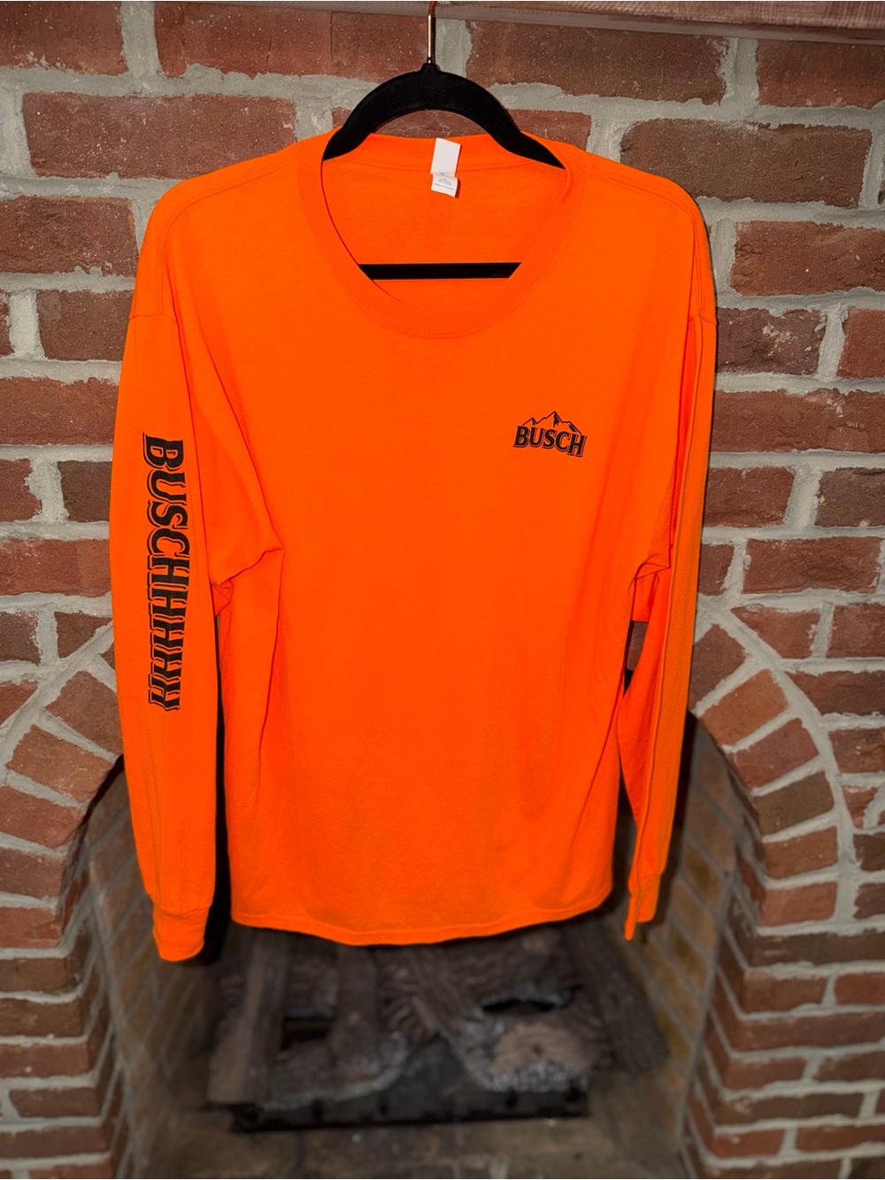 Busch Men's Long-Sleeve Crew Tee in Safety Orange